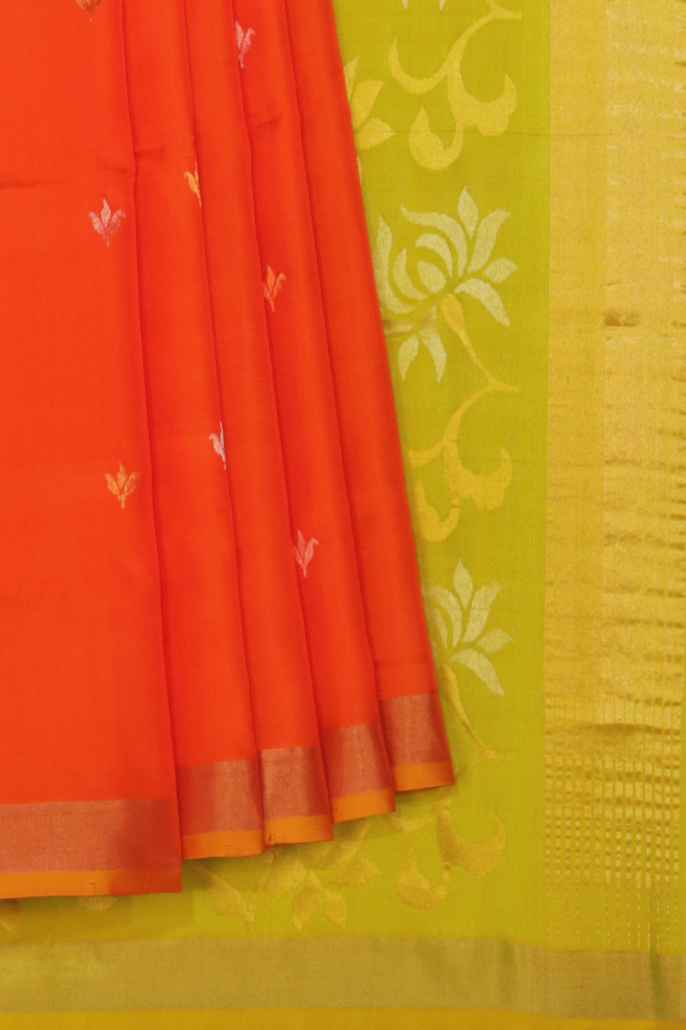 Image of Uppada Silk Coral Orange Saree